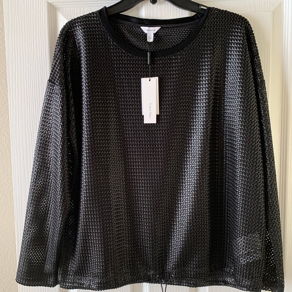 Calvin Klein Long Sleeve Fishnet Blouse